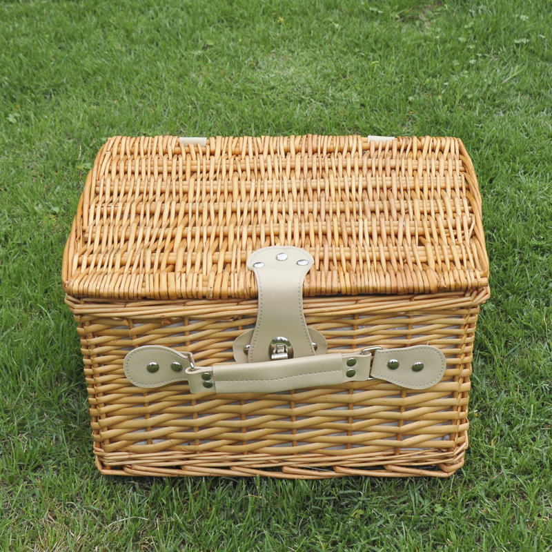 Freeport Park 2 Person Luxury Willow Wicker Hamper Picnic Basket Set
